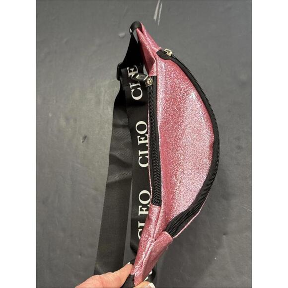 Cleo Pink Glitter Preppy Designer Fanny Pack Outdoor Waist Belt Bag - Picture 2 of 12